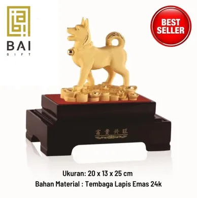 PATUNG SHIO ULAR TAHUN 2025 BAI GIFT PAJANGAN PATUNG SHIO ANJING LAPIS EMAS SIZE L 3 ~blog/2023/3/17/19