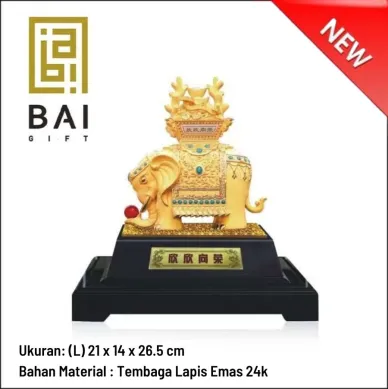 PATUNG SHIO ULAR TAHUN 2025 BAI GIFT PAJANGAN FENGSHUI PATUNG GAJAH LAPIS EMAS 24K 1 ~blog/2023/3/21/11