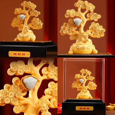 PATUNG SHIO ULAR TAHUN 2025 BAI GIFT PAJANGAN POHON UANG KOIN LAPIS EMAS 24K SIZE M 3 ~blog/2023/3/21/wechatimg550