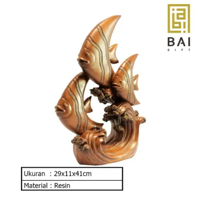 PATUNG SHIO ULAR TAHUN 2025 BAI GIFT PAJANGAN PATUNG 3 IKAN HARMONIS PATUNG IKAN BAHAN RESIN 2 ~blog/2023/3/28/okan_2