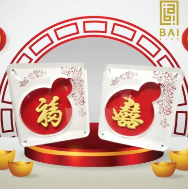 PATUNG SHIO ULAR TAHUN 2025 BAI GIFT PAJANGAN HURUF FU & XI LAPIS EMAS 24K 1 ~blog/2023/3/29/xi_dan_fu