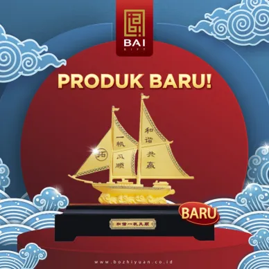 PATUNG SHIO ULAR TAHUN 2025 BAI GIFT PAJANGAN KAPAL DAGANG LAYAR LAPIS EMAS 24K 1 ~blog/2024/3/25/kapal_layar_xl