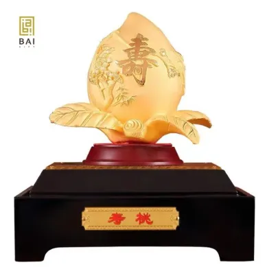 PATUNG SHIO ULAR TAHUN 2025 BAI GIFT PAJANGAN BUAH PERSIK KEABADIAN LAPIS EMAS 24K  6 ~blog/2024/4/4/