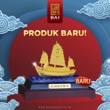 BAI GIFT PAJANGAN KAPAL LAYAR LAPIS EMAS CRYSTAL 