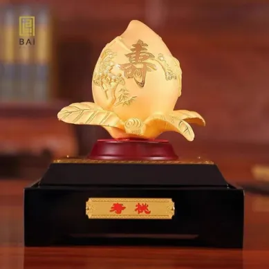 PATUNG SHIO ULAR TAHUN 2025 BAI GIFT PAJANGAN BUAH PERSIK KEABADIAN LAPIS EMAS 24K  3 ~blog/2024/4/4/_2