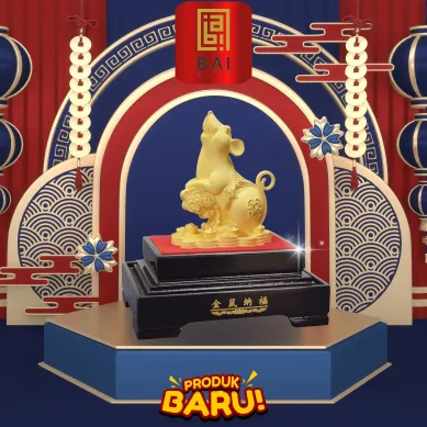 PATUNG SHIO ULAR TAHUN 2025 BAI GIFT PAJANGAN PATUNG SHIO TIKUS KOIN LAPIS EMAS 24K  2 ~blog/2025/10/22/12