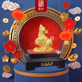 BAI GIFT PAJANGAN PATUNG SHIO TIKUS KOIN LAPIS EMAS 24K 