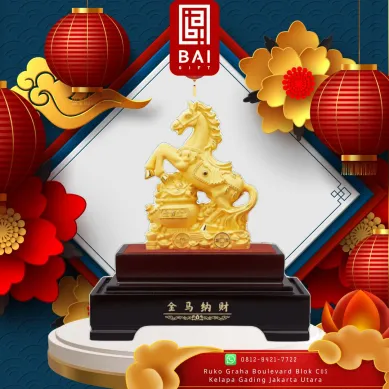 PATUNG SHIO ULAR TAHUN 2025 BAI GIFT PATUNG SHIO KUDA EMAS PENARIK REJEKI KEKAYAAN PAJANGAN SHIO KUDA BERDIRI DIATAS GUCI EMAS 2 ~blog/2025/11/15/46