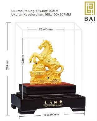 PATUNG SHIO ULAR TAHUN 2025 HAMPERS CHINESE NEW YEAR PATUNG KUDA EMAS BERDIRI DIATAS GUCI EMAS DAN KOIN KEBERUNTUNGAN  PENARIK KEKAYAAN 3 ~blog/2025/11/7/kuda_guci_emas_new