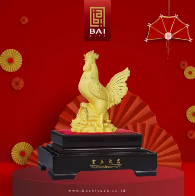 PATUNG SHIO ULAR TAHUN 2025 BAI GIFT PAJANGAN SHIO AYAM KOIN EMAS - MEDIUM 1 ~blog/2025/4/28/ayam_koin