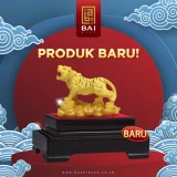 BAI GIFT PAJANGAN PATUNG SHIO MACAN LAPIS EMAS 24K SIZE M   