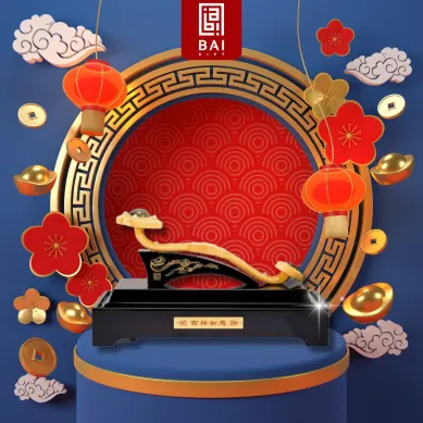 PATUNG SHIO ULAR TAHUN 2025 BAI GIFT PAJANGAN RUYI GIOK LAPISAN EMAS HIASAN RUMAH RUYI GIOK HOKI 1 ~blog/2025/6/3/16