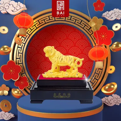 PATUNG SHIO ULAR TAHUN 2025 BAI GIFT PAJANGAN PATUNG SHIO MACAN LAPIS EMAS 24K SIZE M 金虎纳福 1 ~blog/2025/6/3/25
