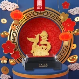 BAI GIFT PATUNG NAGA DAN PHOENIX LONG FENG LAPIS EMAS 24K 