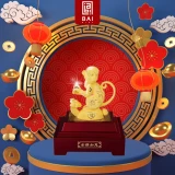 BAI GIFT PATUNG SHIO MONYET LAPIS EMAS 24K SIZE L