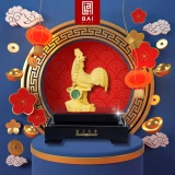 Patung Ayam Jantan Golden Rooster Lapis Emas 24k