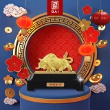 BAI GIFT PATUNG KERBAU LAPIS EMAS 24K GOLD PLATED OX SIZE XL