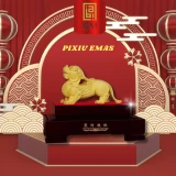 BAI GIFT PAJANGAN PATUNG HEWAN PIXIU HEWAN SUCI LAPIS EMAS 24K